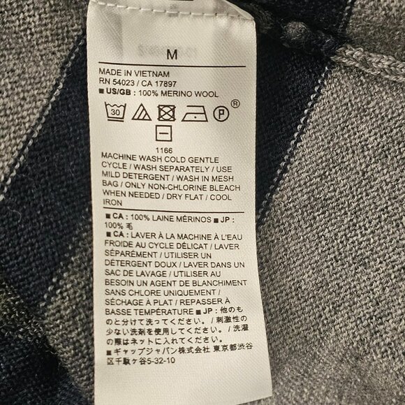 Banana Republic Merino Wool Striped Mens Sweater Size M Pullover Round Neck - Picture 6 of 8